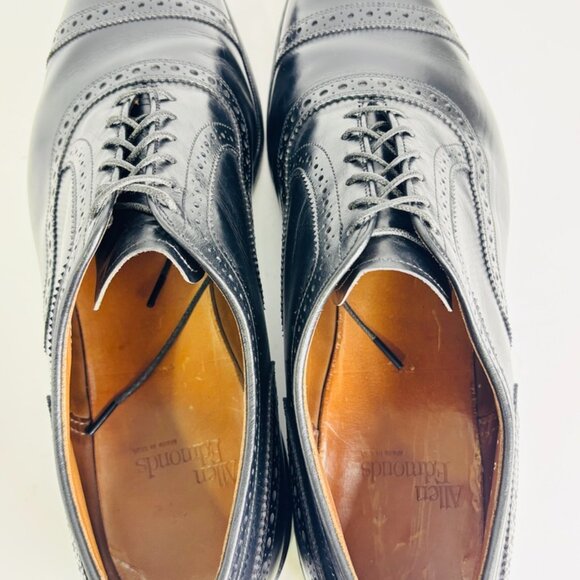 Vintage Allen Edmonds "Argonaut" Men's Leather Cap-Toe Oxfords 10.5 D Black - Picture 14 of 16